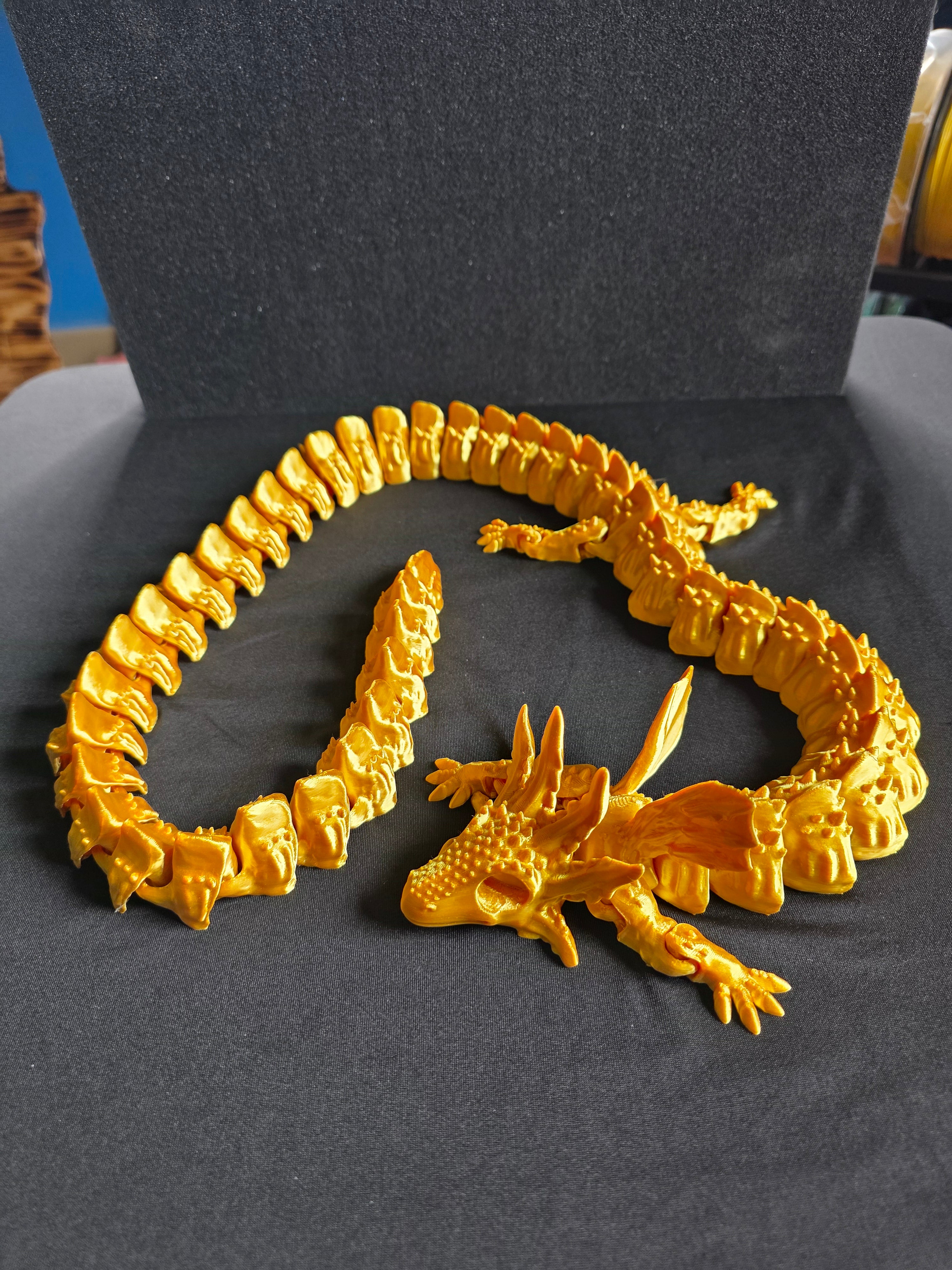 4ft Gold Dragon 3D Printed Sculpture