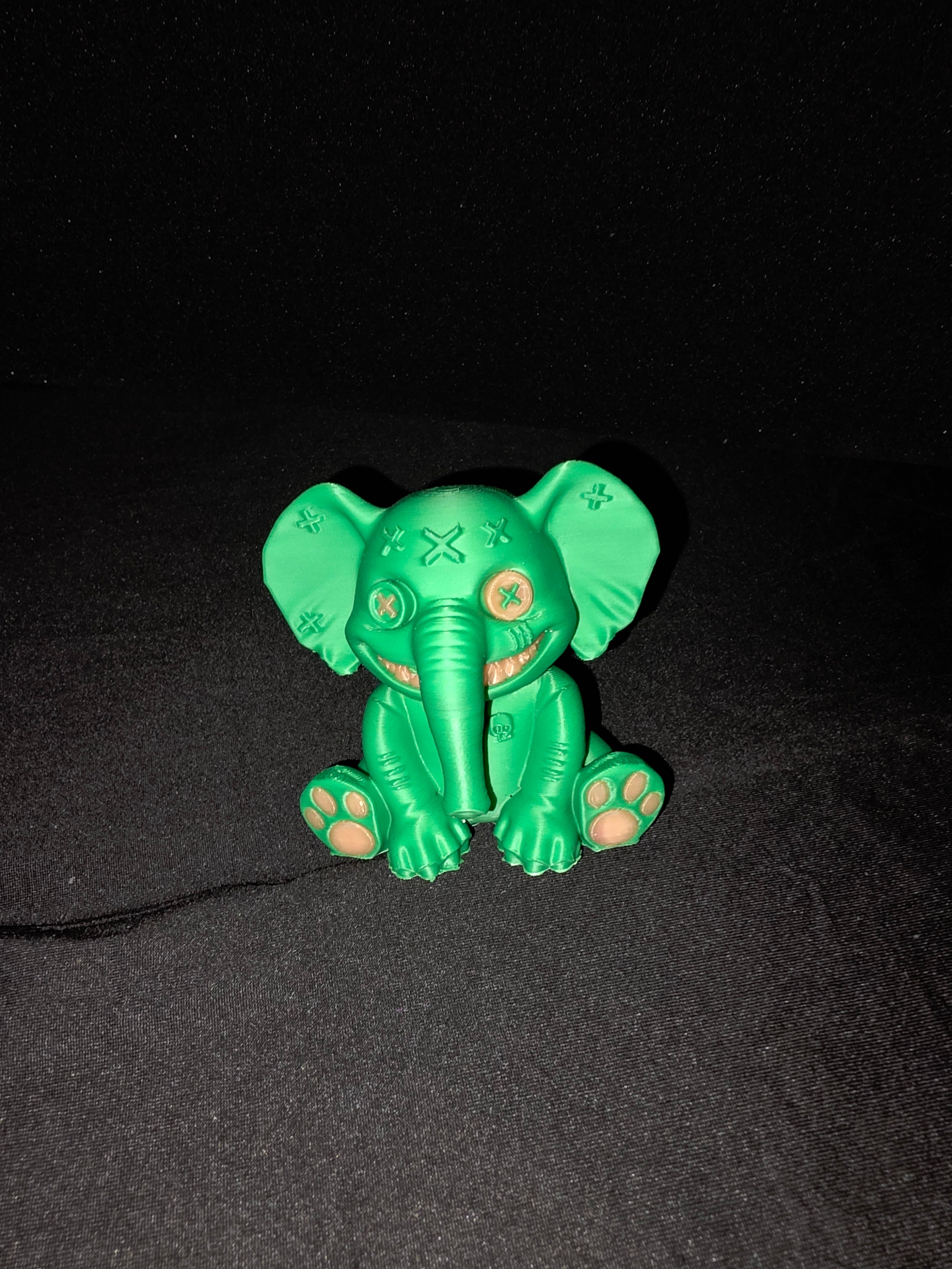 3D Printed Terror Elephant — Green & Pink (3–4 Inch)