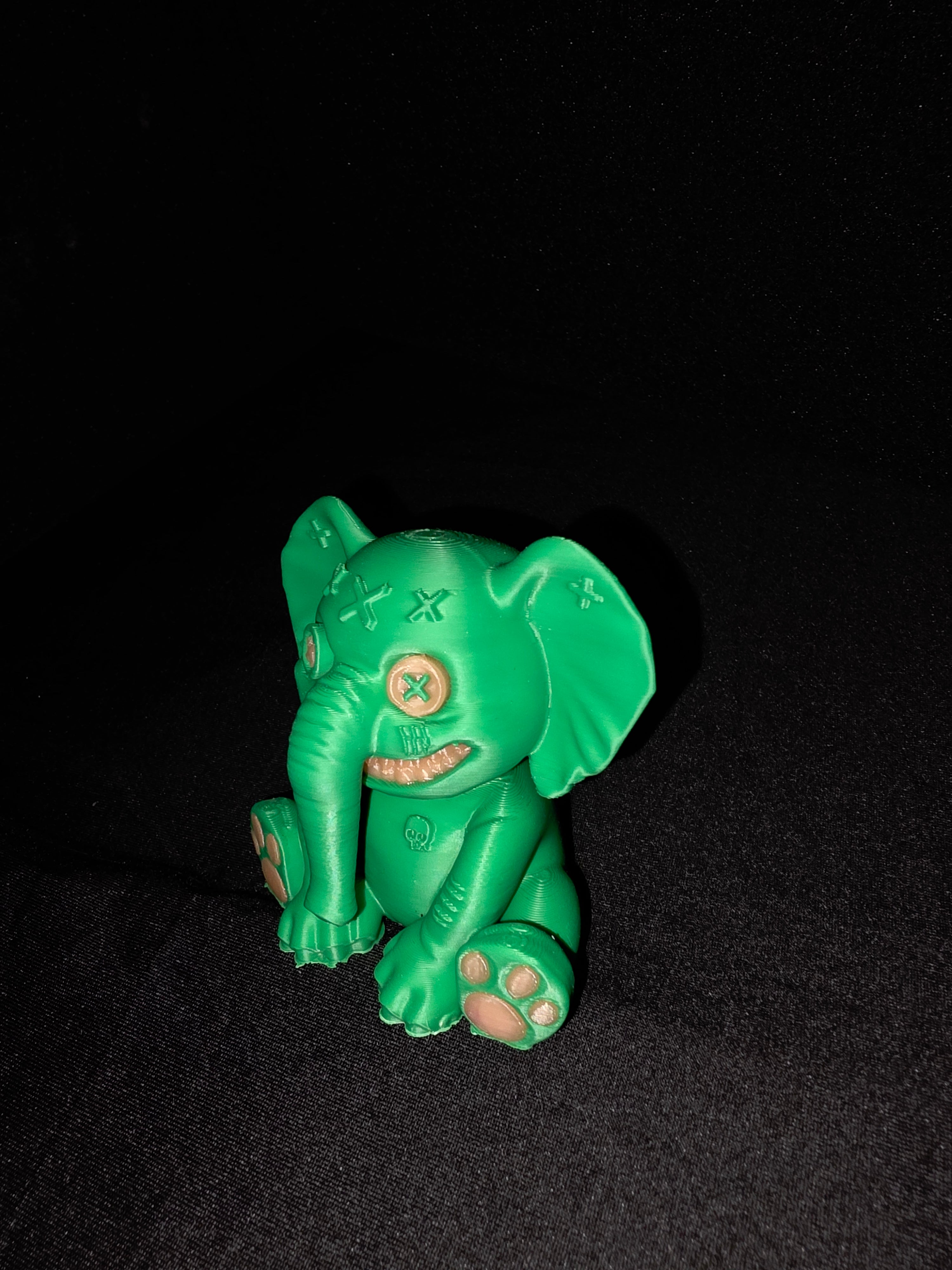 3D Printed Terror Elephant — Green & Pink (3–4 Inch)