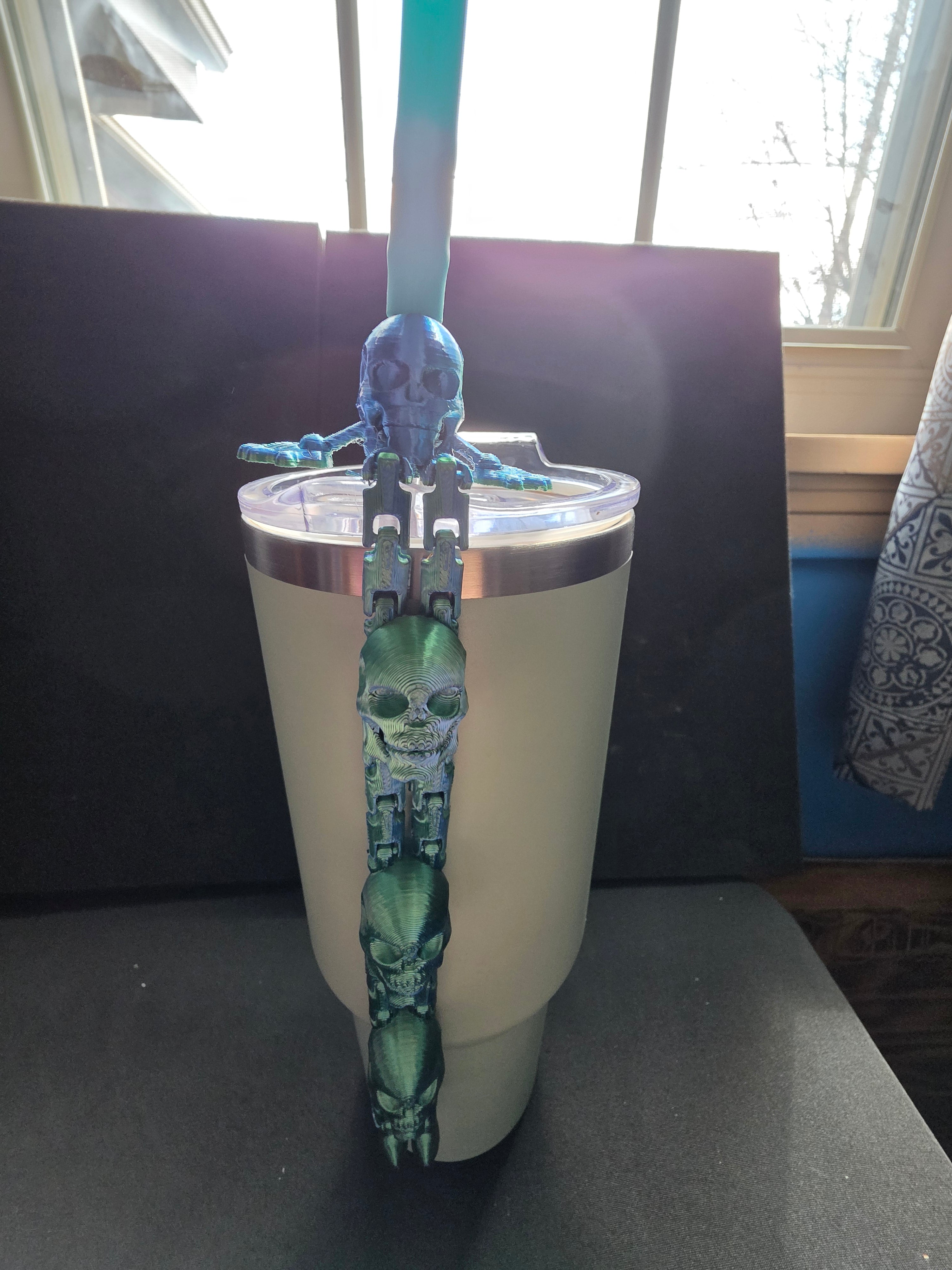 3D Printed Skull Stanley Lid Topper